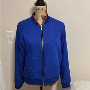 Reversible Scotch & Soda Blue Bomber Jacket with Ribbed Accents